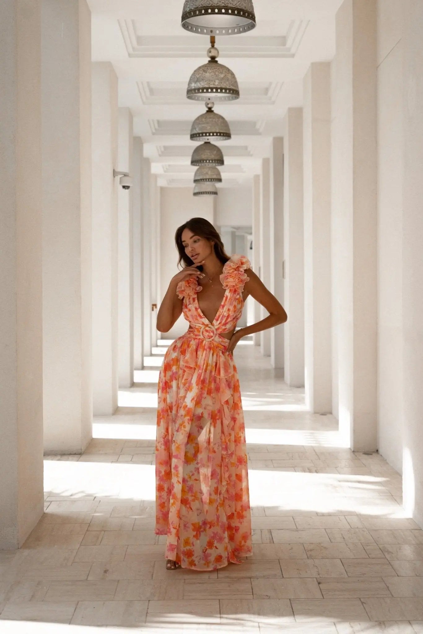 Vestido Maxi FIAMETTA Naranja Fucsia