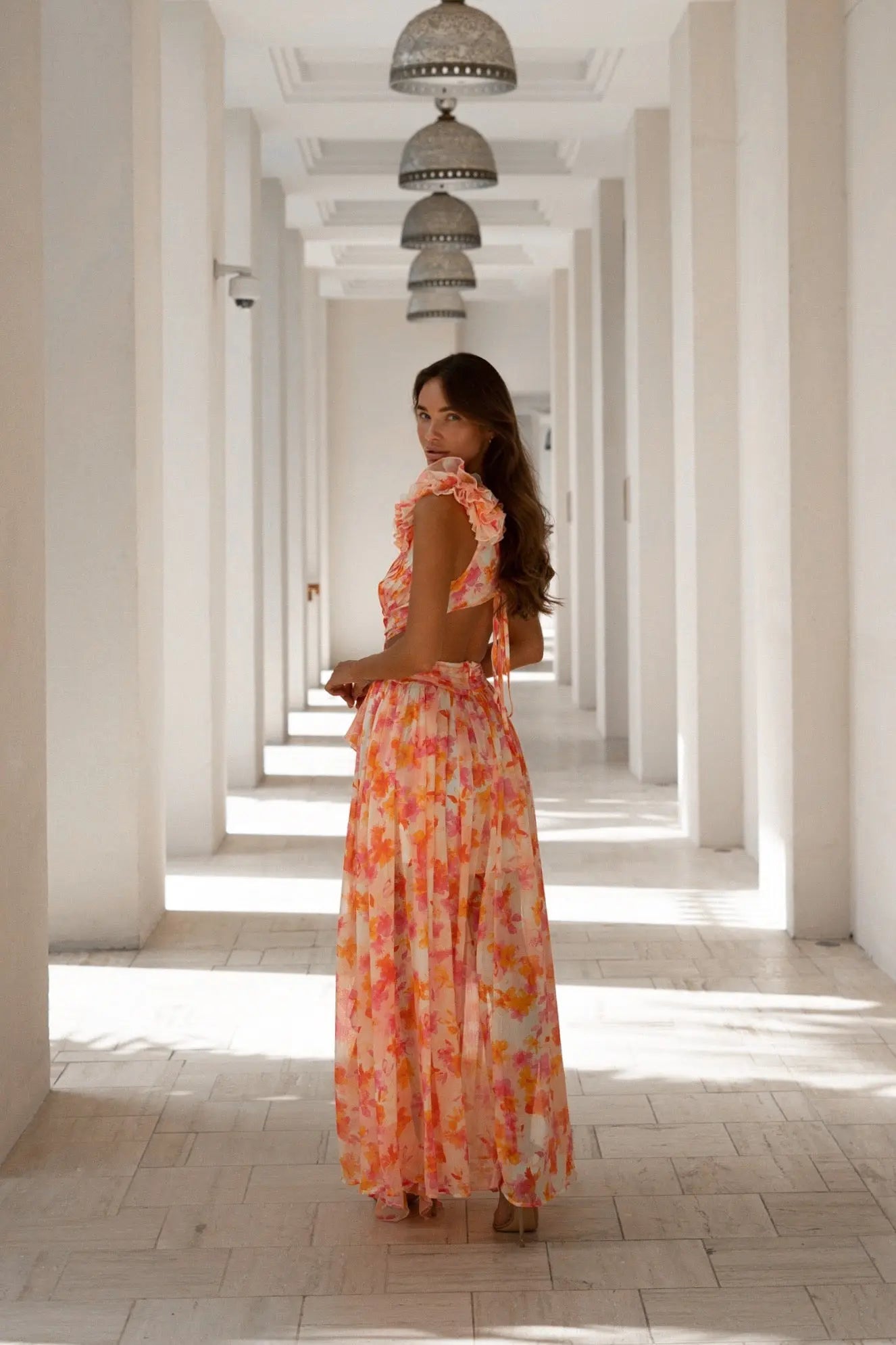 Vestido Maxi FIAMETTA Naranja Fucsia