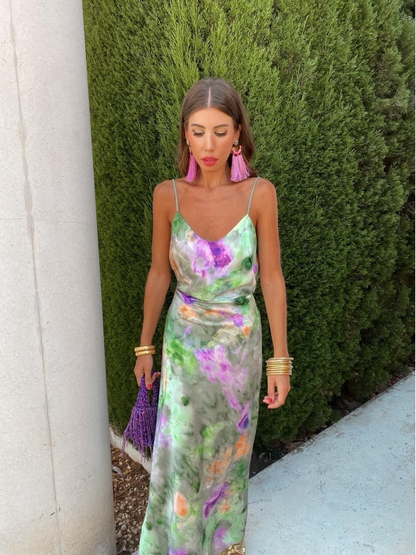Anisten™ — Vestido con Suave Degradado de Color y Chal Suelto