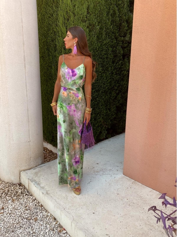 Anisten™ — Vestido con Suave Degradado de Color y Chal Suelto